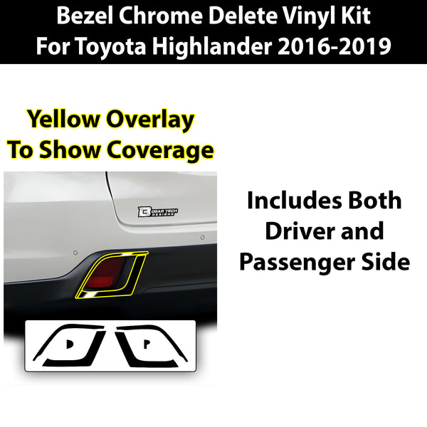 Vinyl Chrome Delete Sides Front Rear Bumper Trim Blackout Decal Stickers Overlay Film Fits Toyota Highlander 2016 - 2019 - Bogar Tech Designs