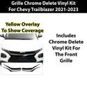 Vinyl Chrome Delete Wheel Front Grille Trim Blackout Decal Stickers Overlay Film Fits Chevy Trailblazer 2021 2022 2023 - Bogar Tech Designs
