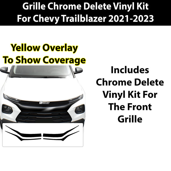 Vinyl Chrome Delete Wheel Front Grille Trim Blackout Decal Stickers Overlay Film Fits Chevy Trailblazer 2021 2022 2023 - Bogar Tech Designs