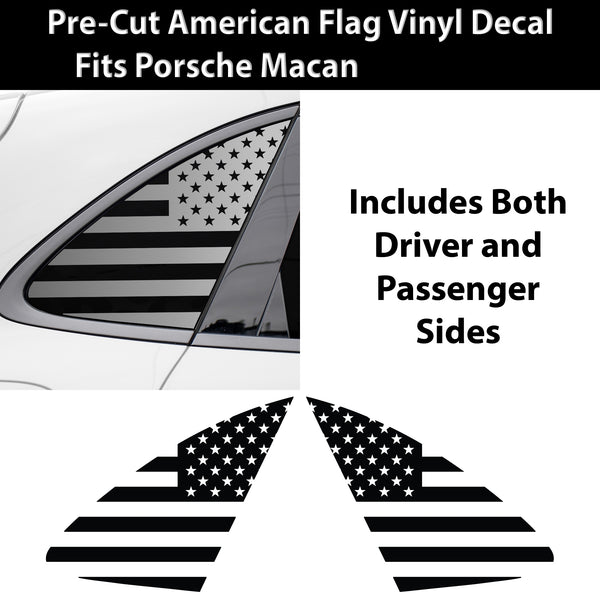Quarter Window American Flag Vinyl Decal Stickers Fits Porsche Macan 2015 - 2025 - Bogar Tech Designs