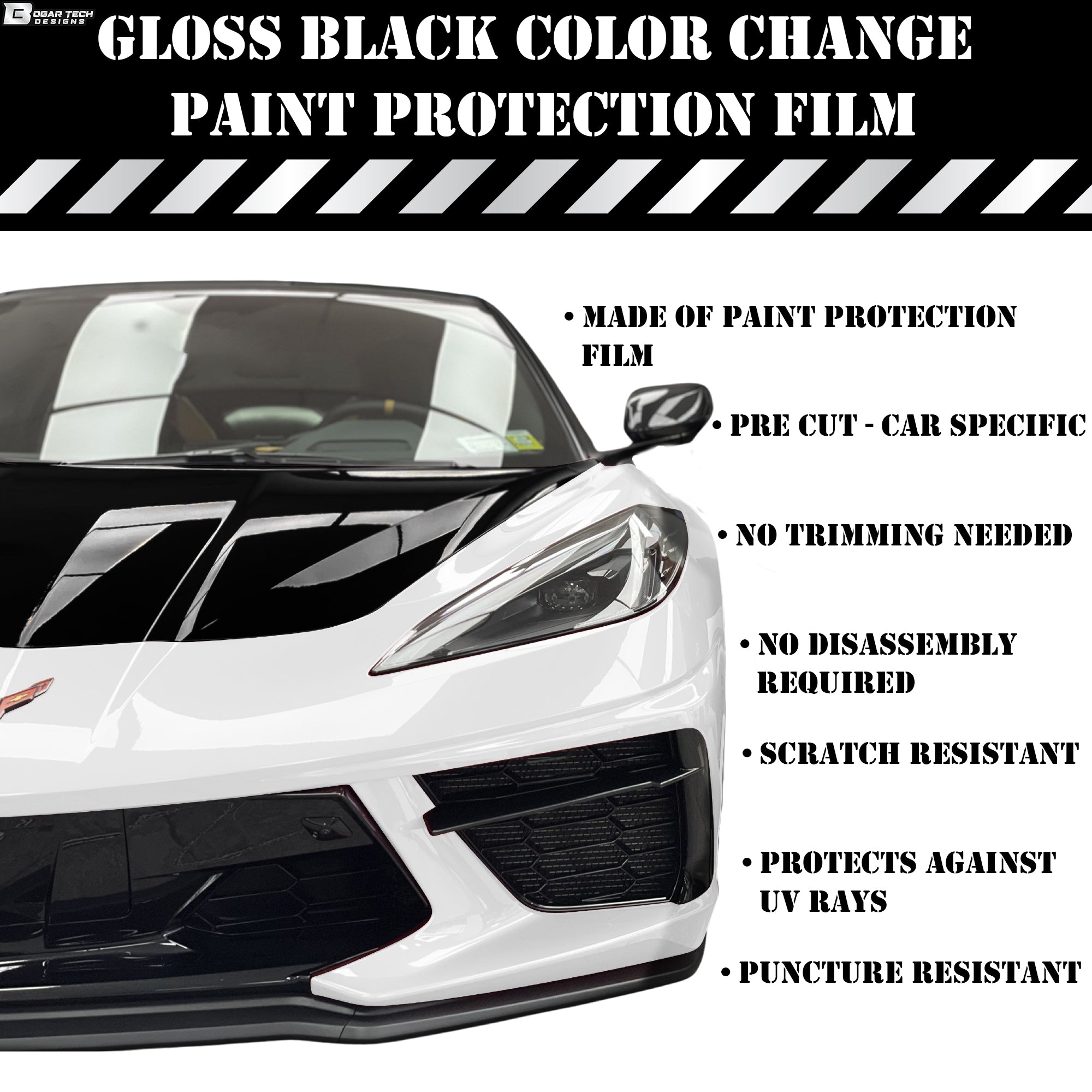 Fits KIA EV6 2022+ Precut Premium Gloss Black Carbon Fiber Fender Paint Protection Film PPF Decal Film Kit - Bogar Tech Designs