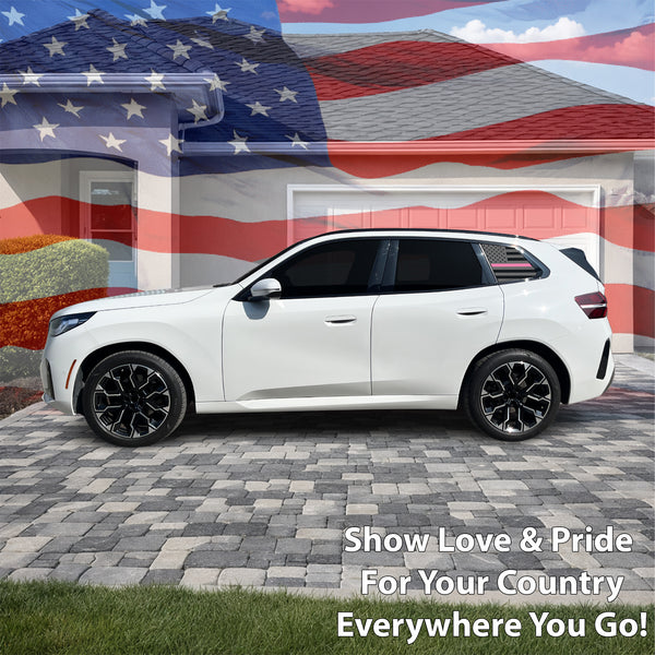 American Flag Quarter Window Decal for BMW X3 2025-2026 – Precut Matte Black Vinyl