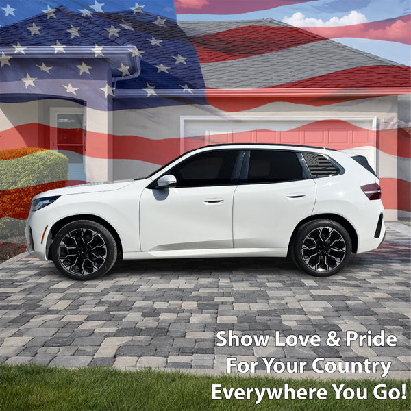 American Flag Quarter Window Decal for BMW X3 2025-2026 – Precut Matte Black Vinyl