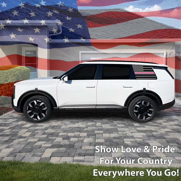 American Flag Quarter Window Decal for Kia Telluride 2027+ – Precut Matte Black Vinyl