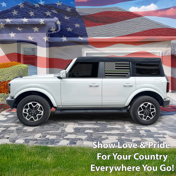 American Flag Window Vinyl Decal Stickers Fits Ford Bronco 4 Door 2021-2025Blue Red Pink Green Line