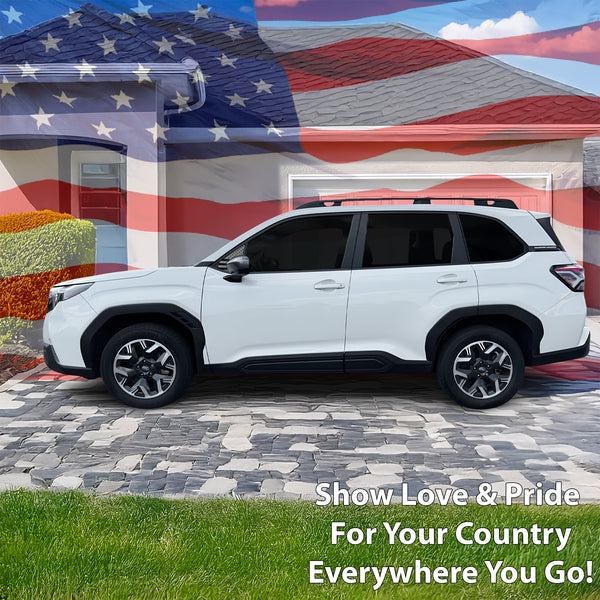 Fits Subaru Forester 2025-2027 Quarter Window American Flag Vinyl Decal Stickers