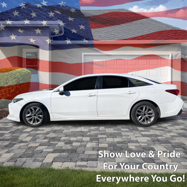 American Flag Quarter Window Decal for Toyota Avalon 2019-2022 – Precut Matte Black Vinyl