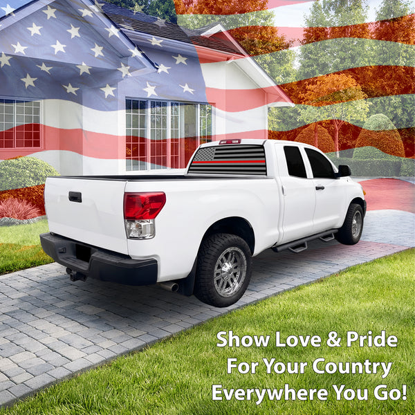 American Flag Rear Window Decal for Toyota Tundra 2007-2021 – Precut Matte Black Vinyl