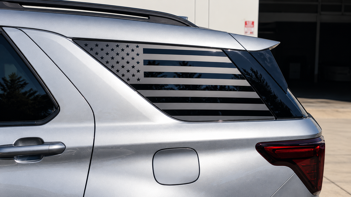 Vehicle with BTD American Flag decal installed