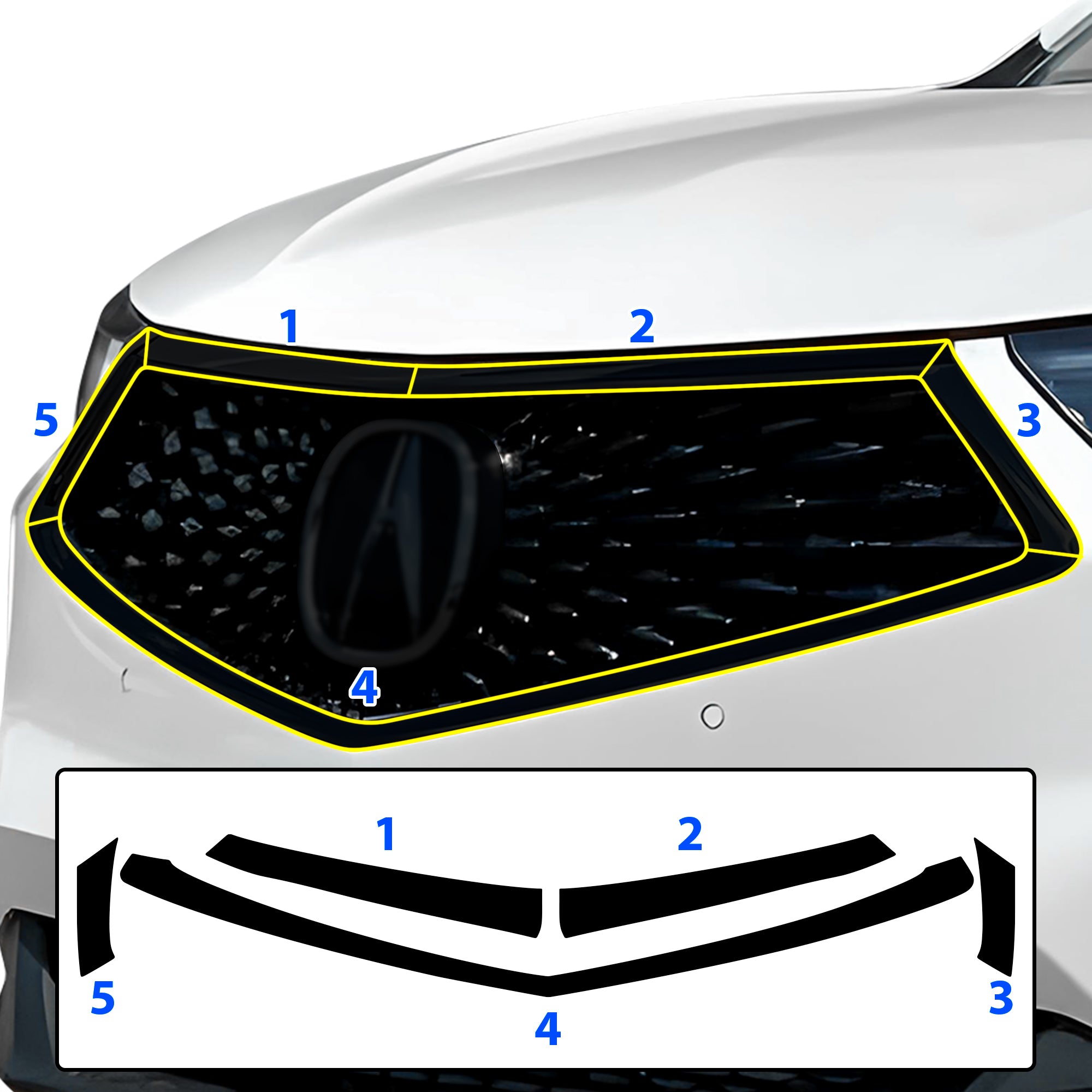 Vinyl Chrome Delete Grille Side Window Blackout Decal Stickers Overlay Film Fits Acura RDX 2019 - 2025 - Bogar Tech Designs