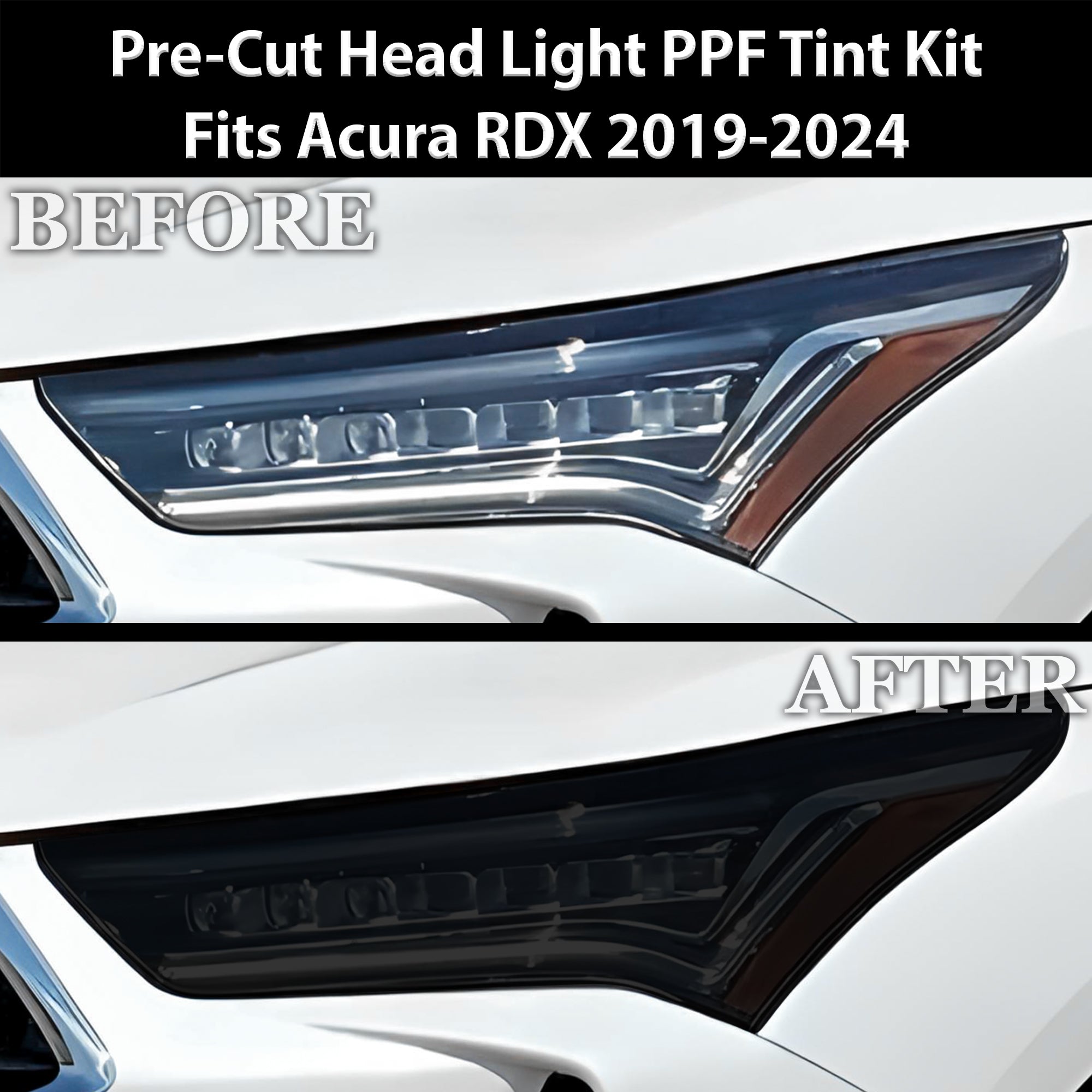 Full Headlight Taillight Precut Smoked PPF Tint Kit Film Overlay Fits Acura RDX 2019 - 2025 - Bogar Tech Designs