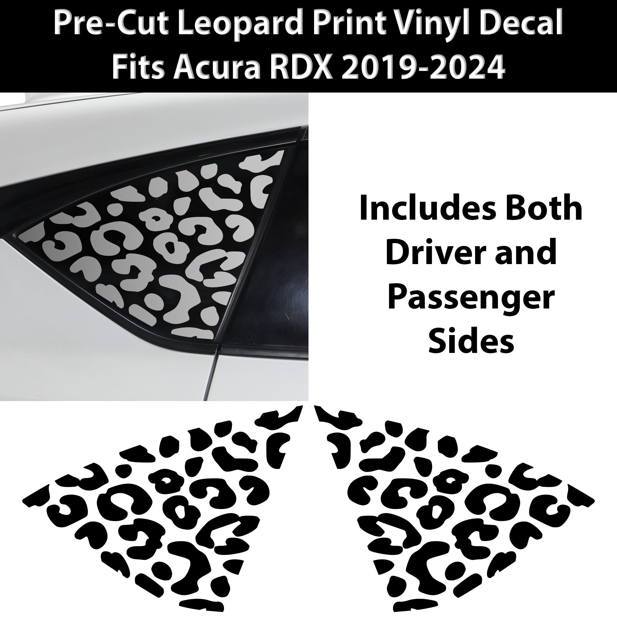 Animal Leopard Cheetah Cow Window Vinyl Decal Stickers Fits Acura RDX 2019 - 2024 - Bogar Tech Designs
