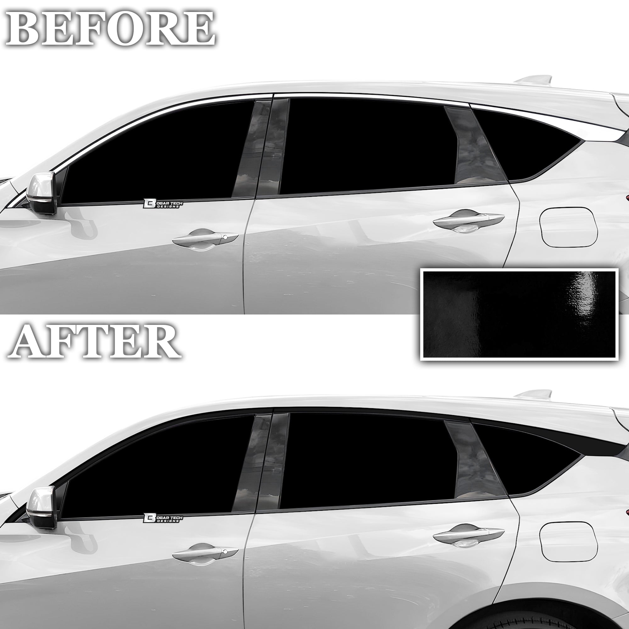 Vinyl Chrome Delete Grille Side Window Blackout Decal Stickers Overlay Film Fits Acura RDX 2019 - 2025 - Bogar Tech Designs
