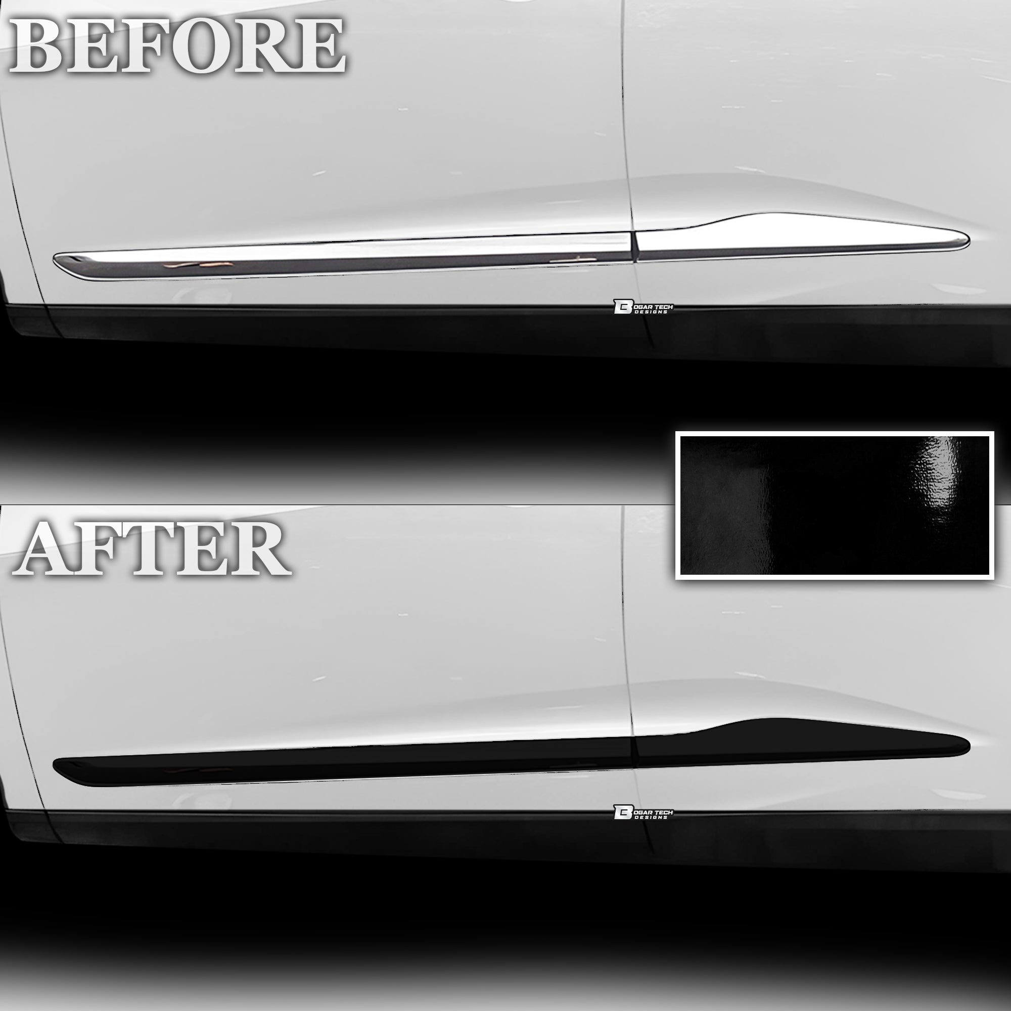 Vinyl Chrome Delete Grille Side Window Blackout Decal Stickers Overlay Film Fits Acura RDX 2019 - 2025 - Bogar Tech Designs