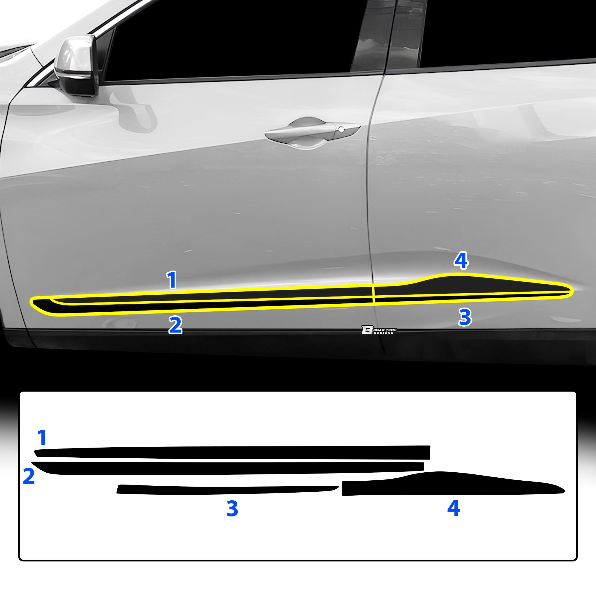 Vinyl Chrome Delete Grille Side Window Blackout Decal Stickers Overlay Film Fits Acura RDX 2019 - 2025 - Bogar Tech Designs