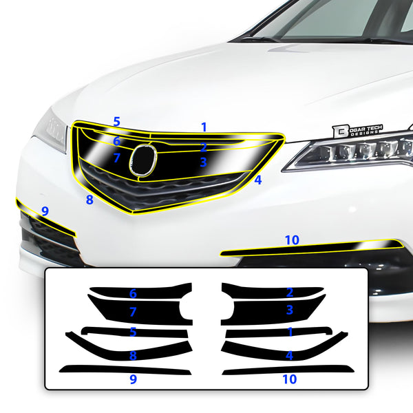 Vinyl Chrome Delete Side Window Front Bumper Rear Wheel Rim Trim Blackout Decal Stickers Overlay Film Fits Acura TLX