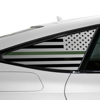 Buy thin-green-line Quarter Window American Flag Vinyl Decal Stickers Fits Audi A7 & S7 Sportback 2019-2024