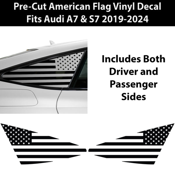 Quarter Window American Flag Vinyl Decal Stickers Fits Audi A7 & S7 Sportback 2019-2024