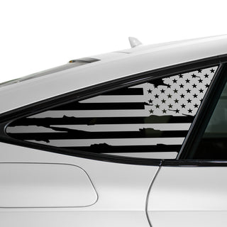 Buy distressed-black Quarter Window American Flag Vinyl Decal Stickers Fits Audi A7 & S7 Sportback 2019-2024