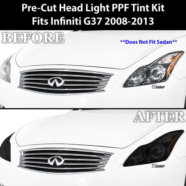 Full Headlight Taillight Precut Smoked PPF Tint Kit Film Overlay Fits Infiniti G37 2008-2013