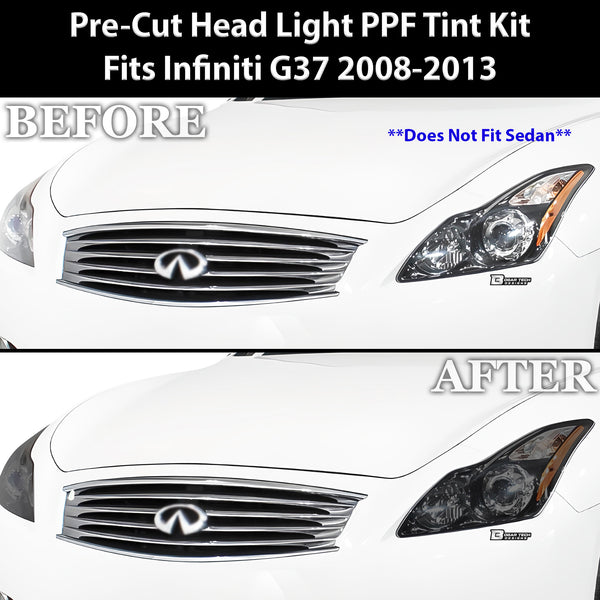 Full Headlight Taillight Precut Smoked PPF Tint Kit Film Overlay Fits Infiniti G37 2008-2013