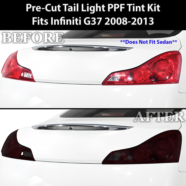 Full Headlight Taillight Precut Smoked PPF Tint Kit Film Overlay Fits Infiniti G37 2008-2013