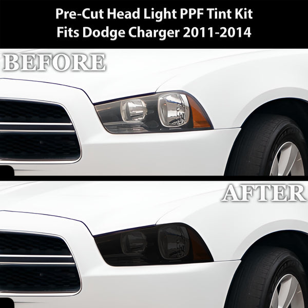 Full Headlight Taillight Precut Smoked PPF Tint Kit Film Overlay Fits Dodge Charger 2011-2014