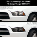 Full Headlight Taillight Precut Smoked PPF Tint Kit Film Overlay Fits Dodge Charger 2011-2014