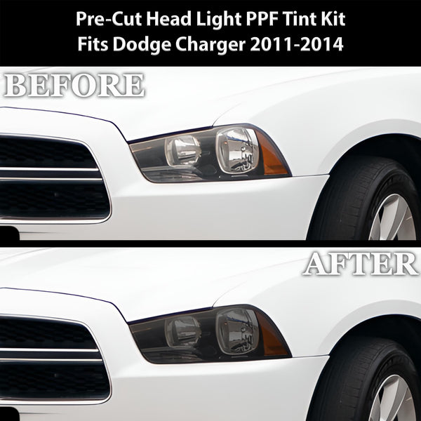 Full Headlight Taillight Precut Smoked PPF Tint Kit Film Overlay Fits Dodge Charger 2011-2014