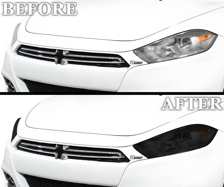 Full Headlight Taillight Racetrack Precut Smoked PPF Tint Kit Film Overlay Fits Dodge Dart 2013 - 2016 - Bogar Tech Designs