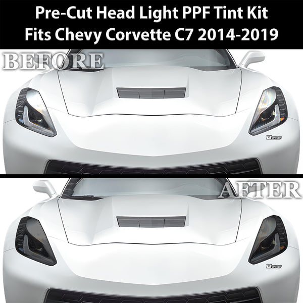 Full Headlight Taillight Precut Smoked PPF Tint Kit Film Overlay Fits Chevy Corvette C7 2014-2019