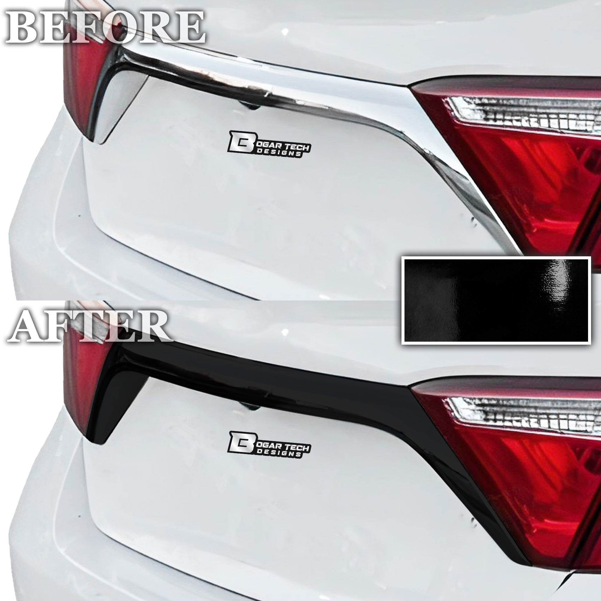 Vinyl Chrome Delete Grille Side Window Rear Blackout Decal Stickers Overlay Film Fits Toyota Camry 2015 - 2017 - Bogar Tech Designs