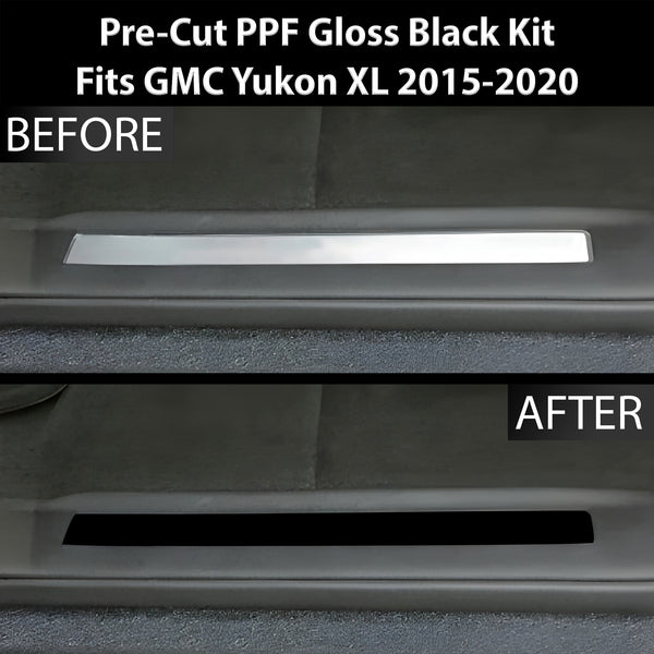 Fits GMC Yukon XL 2015-2020 Precut Door Sill Premium Paint Protection Film PPF Decal Film Kit Cover, Gloss Black Carbon Fiber