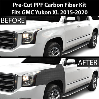 Fits GMC Yukon XL 2015-2020 Precut Premium Gloss Black Carbon Fiber Fender Paint Protection Film PPF Decal Film Kit Cover