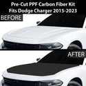 Fits Dodge Charger 2015-2023 Precut Premium Gloss Black Carbon Fiber Hood Paint Protection Film PPF Decal Film Kit Cover