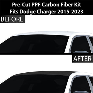 Fits Dodge Charger 2015-2023 Precut Premium Gloss Black Carbon Fiber Roof Paint Protection Film PPF Decal Film Kit Cover