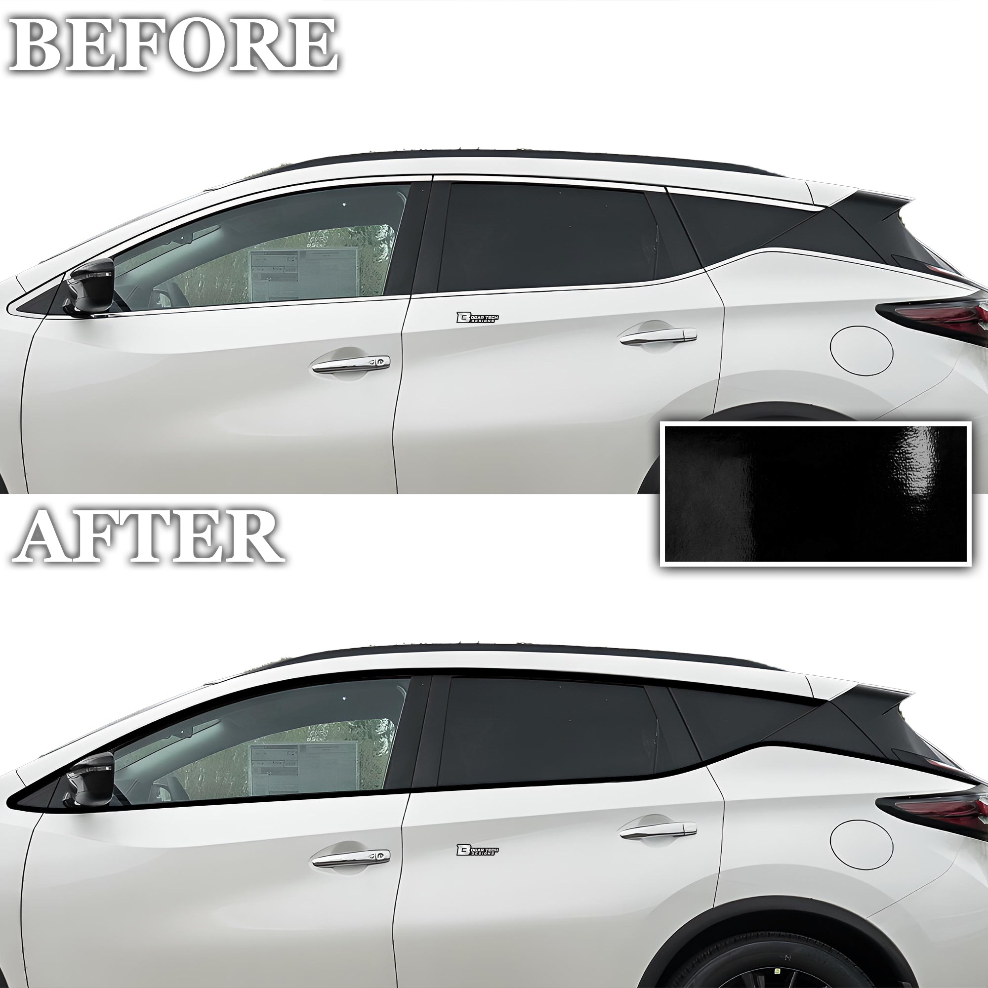 Vinyl Chrome Delete Grille Side Window Rear Blackout Decal Stickers Overlay Film Fits Nissan Murano - Bogar Tech Designs