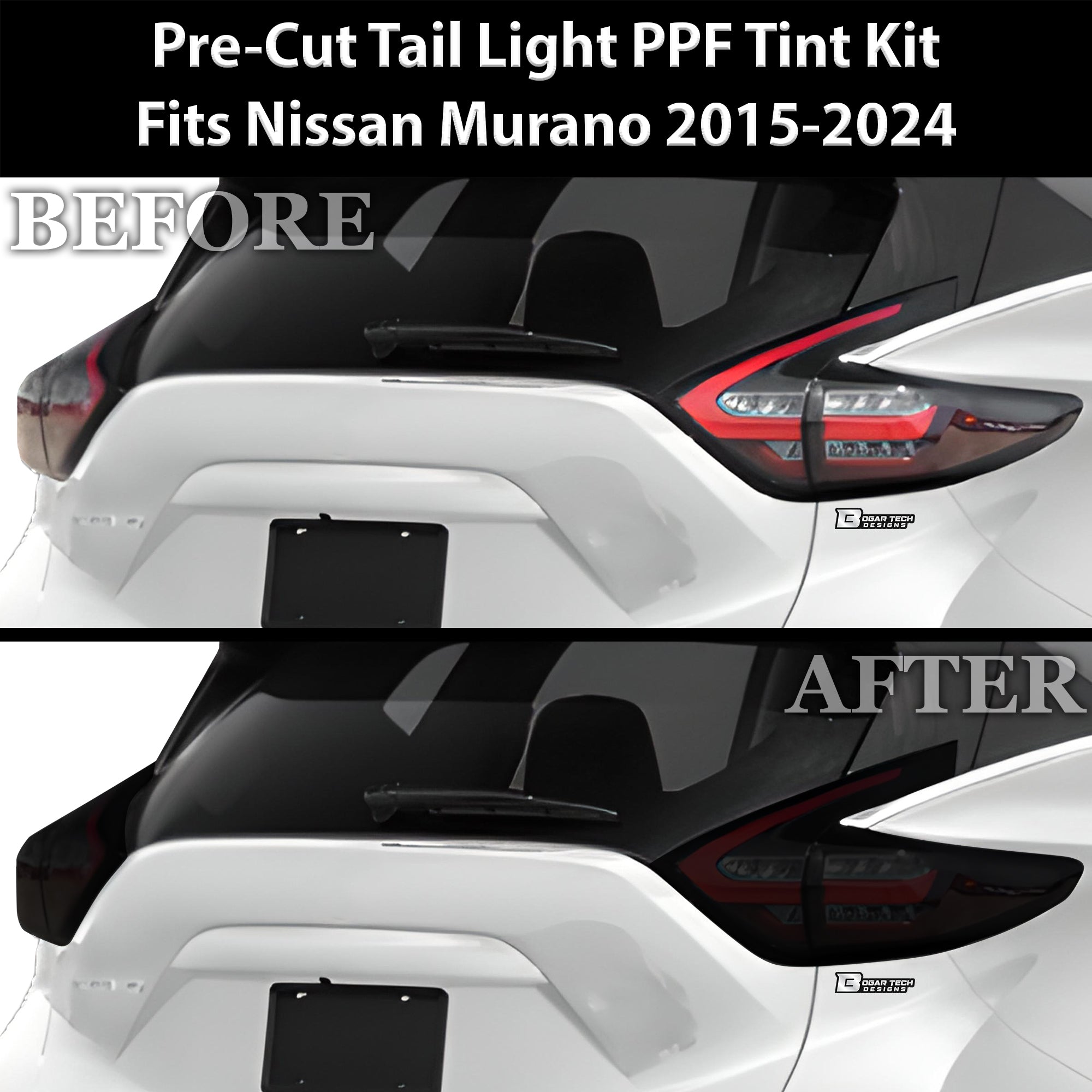 Full Headlight Taillight Precut Smoked PPF Tint Kit Film Overlay Fits Nissan Murano 2015 - 2024 - Bogar Tech Designs