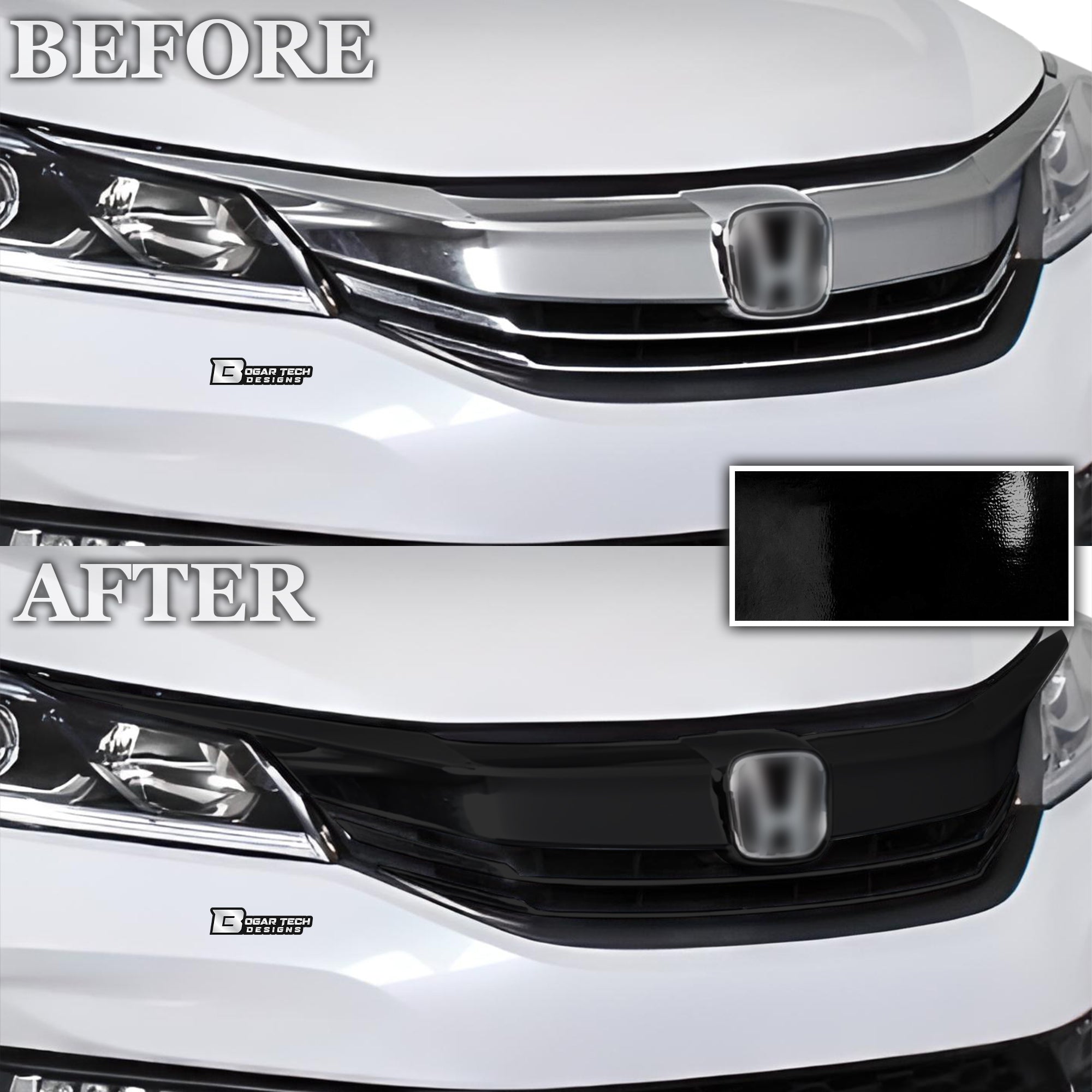 Vinyl Chrome Delete Grille Side Window Rear Wheel Blackout Decal Stickers Overlay Film Fits Honda Accord 2013 - 2017 - Bogar Tech Designs