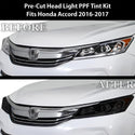 Full Headlight Taillight Precut Smoked PPF Tint Kit Film Overlay Fits Honda Accord 2016-2017