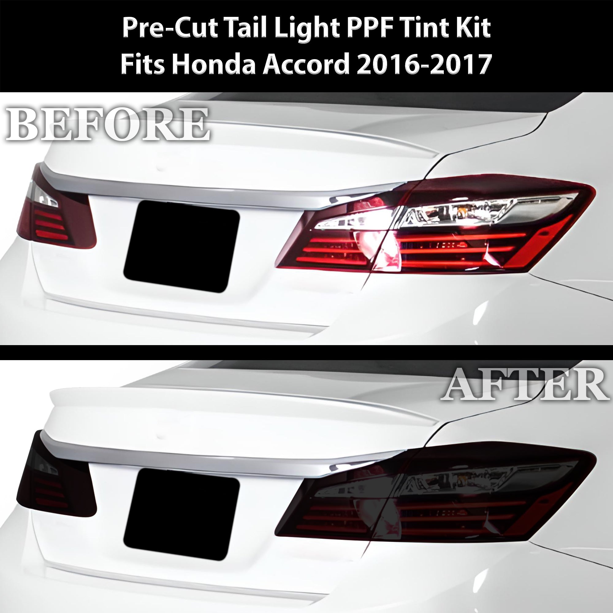 Full Headlight Taillight Precut Smoked PPF Tint Kit Film Overlay Fits Honda Accord 2016 - 2017 - Bogar Tech Designs