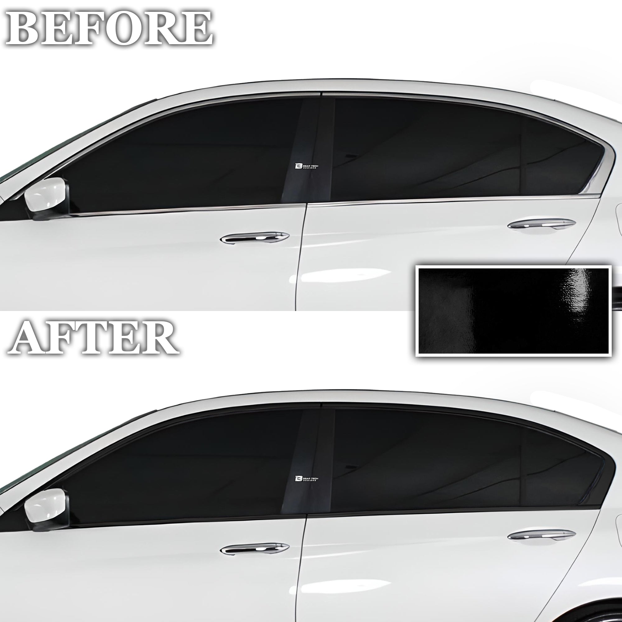 Vinyl Chrome Delete Grille Side Window Rear Wheel Blackout Decal Stickers Overlay Film Fits Honda Accord 2013 - 2017 - Bogar Tech Designs