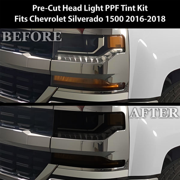 Full Headlight Taillight Precut Smoked PPF Tint Kit Film Overlay Fits Chevy Silverado 2016-2018