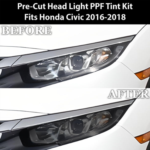 Full Headlight Taillight Precut Smoked PPF Tint Kit Film Overlay Fits Honda Civic