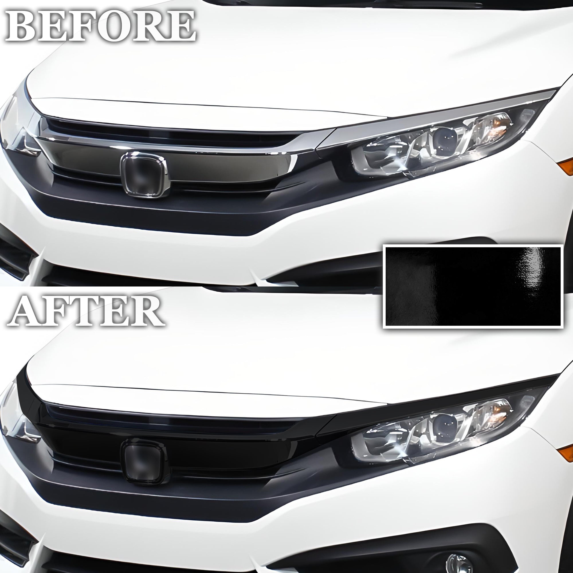 Vinyl Chrome Delete Grille Side Wheel Window Blackout Decal Stickers Overlay Film Fits Honda Civic 2016 - 2021 - Bogar Tech Designs