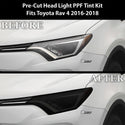 Full Headlight Taillight Precut Smoked PPF Tint Kit Film Overlay Fits Toyota Rav4 2016-2018