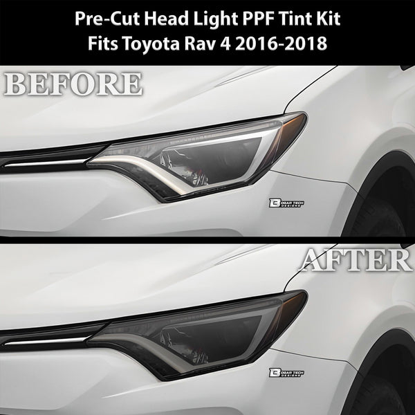 Full Headlight Taillight Precut Smoked PPF Tint Kit Film Overlay Fits Toyota Rav4 2016-2018