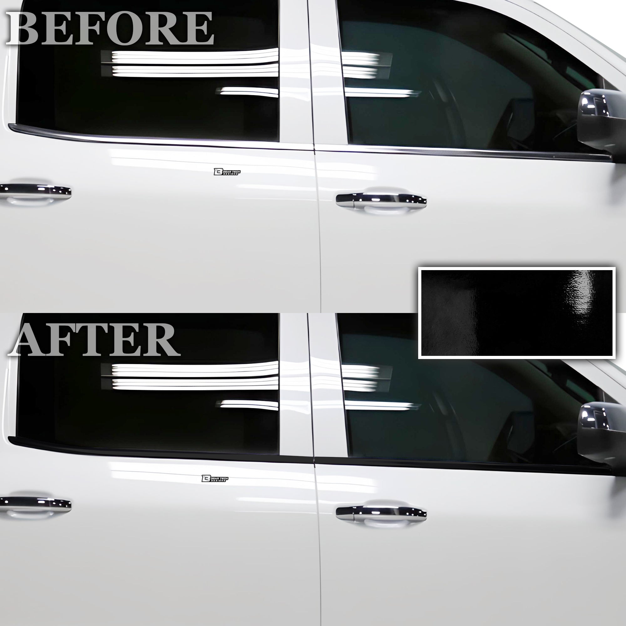 Vinyl Chrome Delete Grille Side Window Rear Blackout Decal Stickers Overlay Film Fits Chevy Silverado 1500 2014 - 2018 - Bogar Tech Designs