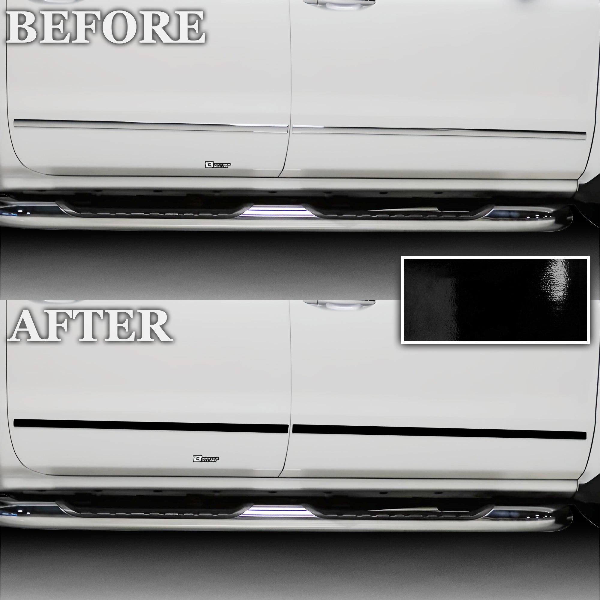 Vinyl Chrome Delete Grille Side Window Rear Blackout Decal Stickers Overlay Film Fits Chevy Silverado 1500 2014 - 2018 - Bogar Tech Designs