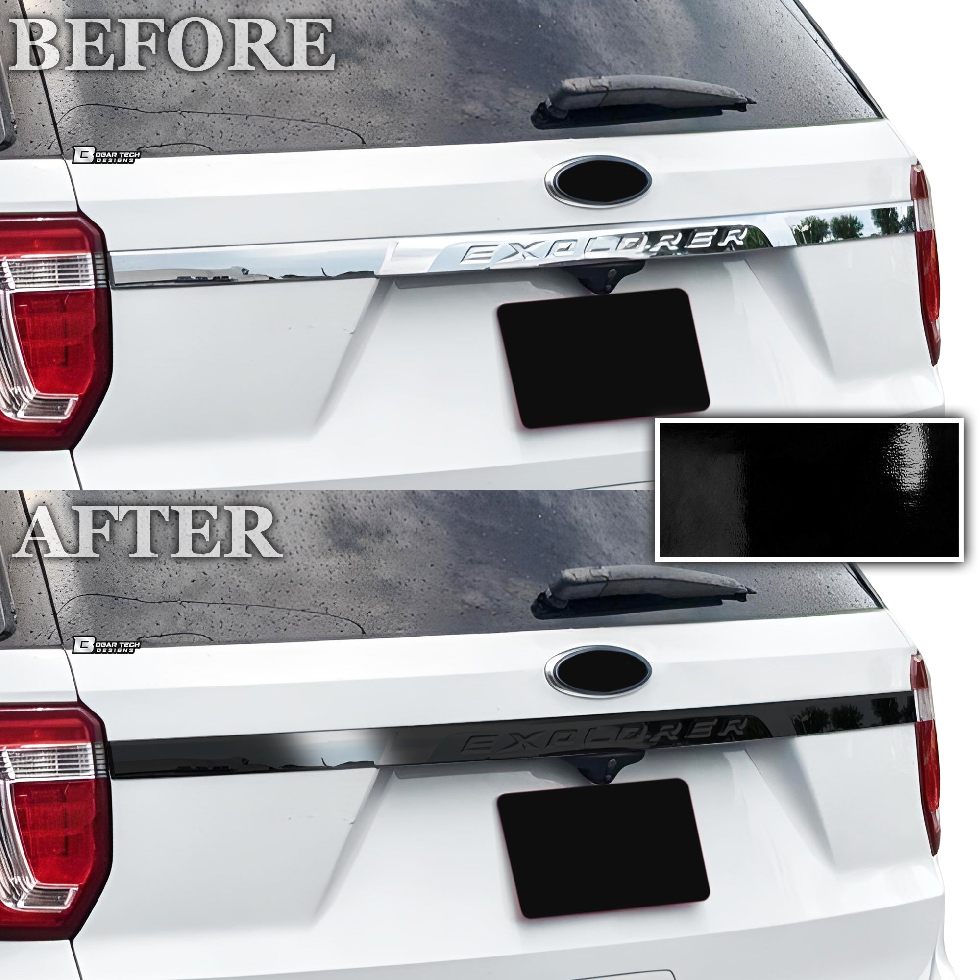 Vinyl Chrome Delete Grille Window Wheel Blackout Decal Stickers Overlay Film Fits Ford Explorer 2016 - 2019 - Bogar Tech Designs